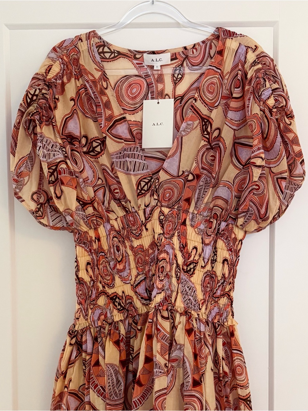 A.L.C. Luna Print Smocked Mini Dress NWT — Size 6